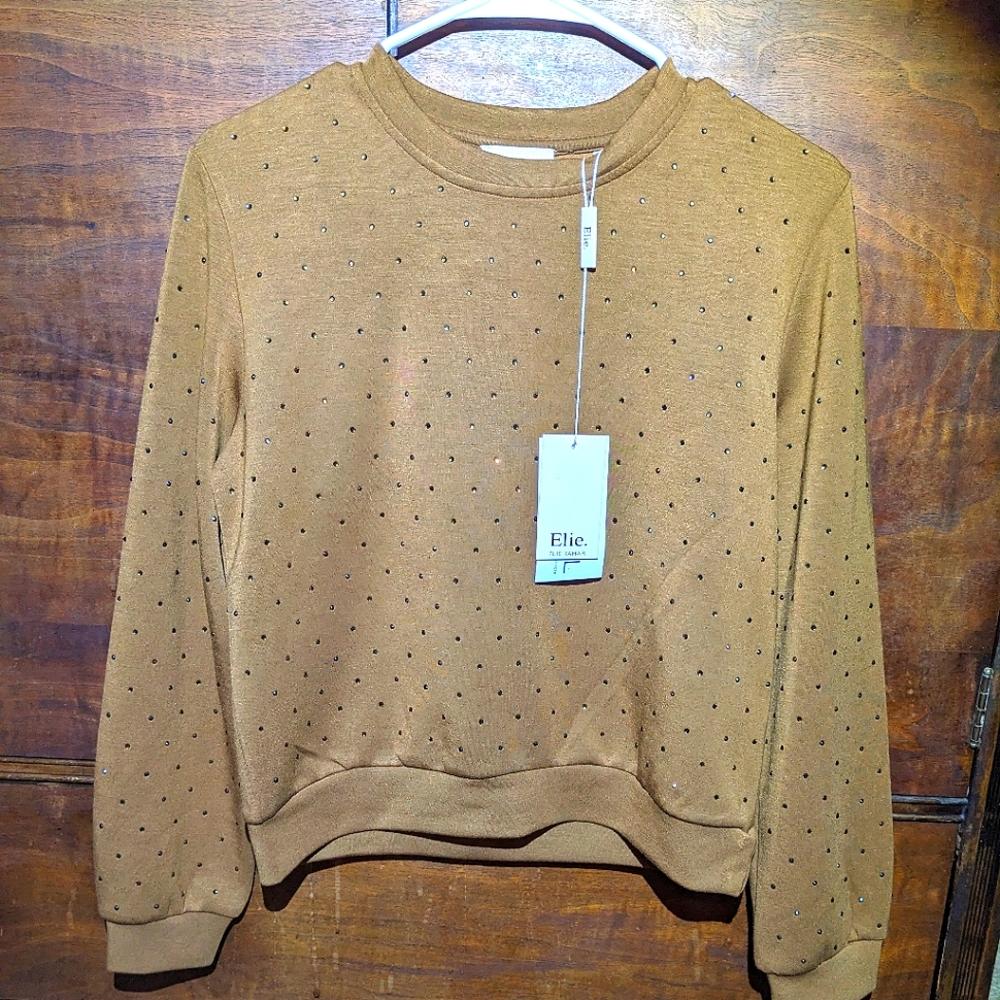 Elie Tahari Brown rhinestone Dot Sweater - Picture 9 of 9